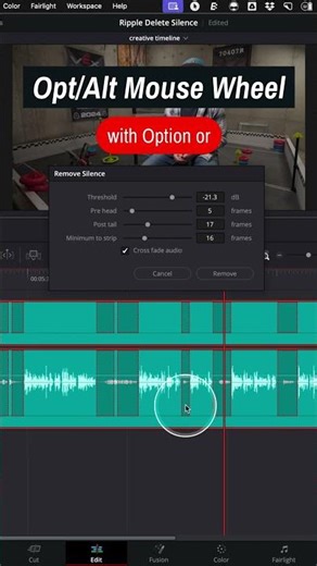 Ripple Delete Silence in DaVinci Resolve 20.2