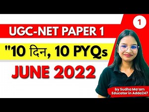 UGC-NET Paper 1 Previous Years Questions by Sudha Ma'am #ugcnet #adda247 #pyq #exam