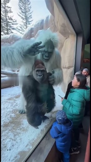 Yeti Takes a Selfie with a Nervous Gorilla at the Zoo#zoo #yeti