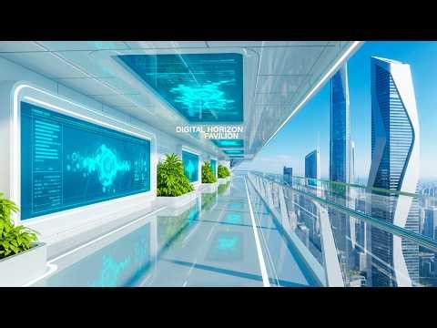 Frutiger Aero Digital Horizon Pavilion 4K | Calm Ambient Music | Early 2000s Nostalgia