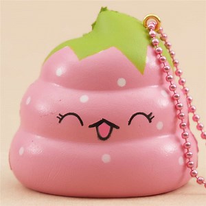 scented pink Crazy Poo strawberry squishy by Puni Maru