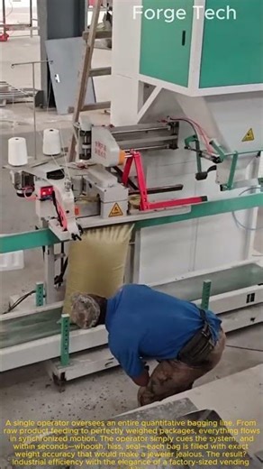 One-person bagging operation automatic quantitative weighing filling line process.
