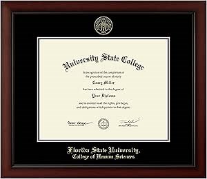 Florida State University College of Human Sciences 14" w x 11" h Diploma Frame - Fits a bachelor's, master's and phd - Gold Embossed Diploma Frame