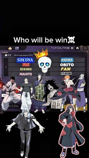 4v4 🍷MADARA🗿TOJI OBITO ITACHI SUUNA #anime #viral #vs#oggo#freefire