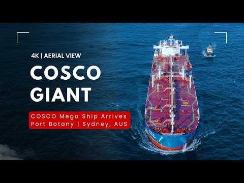 COSCO Shipping Giant Arrives Port Botany - Cinematic Golden Hour 4K Drone | Sydney