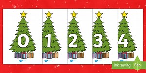 Numbers 0-30 on Christmas Trees (Plain)