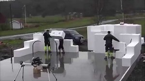 Home construction with blocks of styrofoam