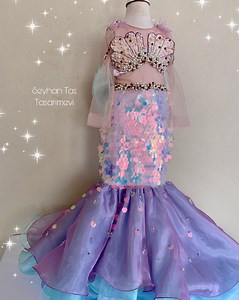 Mermaid Princess Dress for Girls, Handcrafted Bead and Gemstone Embellished Gown - Etsy