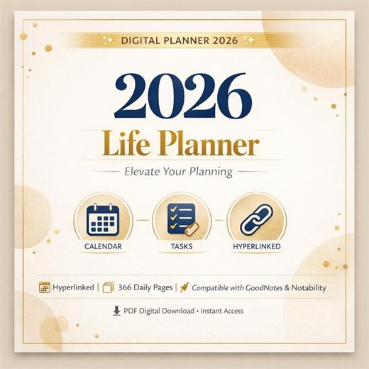 2026 Digital Planner Goodnotes Ipad, Hyperlinked Daily Weekly Monthly, Minimalist Planner - Etsy