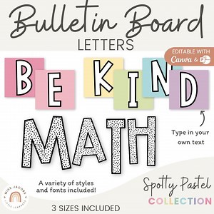 Groovy Bulletin Board Lettering Pack | Editable SPOTTY PASTEL Display Headers - Etsy