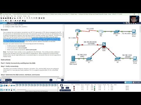 21.7.5 Packet Tracer - Configure ASA Basic Settings and Firewall Using the CLI