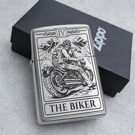 Personalized Laser Engraved Zippo Lighter – Custom Message Engraving | the Biker Design | Made in USA - Etsy