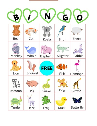 Animal Bingo for Kids, Animal Bingo Game for Children, Bingo Calling Cards, Bingo Template, Instant Animal Bingo Printable 2 - Etsy