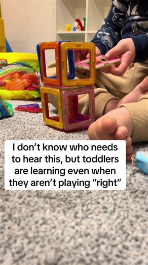 Toddlers don’t need ‘perfect play’ to learn. Dumping toys, stacking cups the wrong way, carrying blocks around… it all counts. Learning doesn’t look neat — it looks messy, creative, and totally toddler. #toddlersoftiktok #toys #learning #viral #fyp