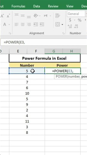 Power function in excel power formula in excel shorts excel