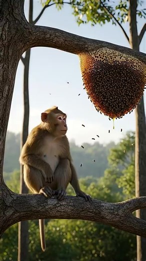 Rescue Team saves a monkey from bee attack!#monkey #animation #bees #animalrescue #realstories