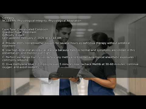 Physiological Adaptation, Physiological Integrity, NCLEX-RN - Full Vignette with Extended Explanatio