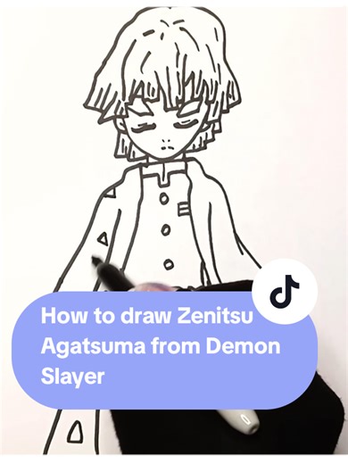 How to draw Zenitsu Agatsuma from Demon Slayer | easy drawing tutorial. Learn how to draw a boy step by step. #drawing #demonslayer #zenitsuagatsuma #howtodraw #fyp