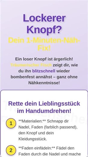 Lockerer Knopf? Dein 1-Minuten-Näh-Fix!\n\nEin loser Knopf droht dein Li...