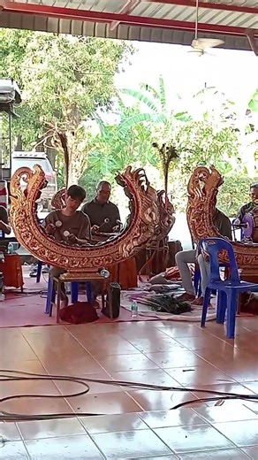 ...Mon-style piphat (Thai classical music ensemble)...Wat Sawang Aroman, Ang Thong Province, Febr...
