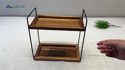 Paulownia Wood Modern Multifunction Storage Tray with Turntable for Kitchen Cabinets Serving &amp; Food Storage