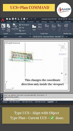 How to Rotate View Inside Viewport (UCS + PLAN) | AutoCAD