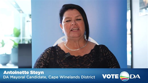 📺 [WATCH] Proven leadership with big vision. That's Antoinette Steyn! She is ready to keep Cape Winelands moving forward. Check your registration status: https://check.da.org.za/ #VoteDA 💙