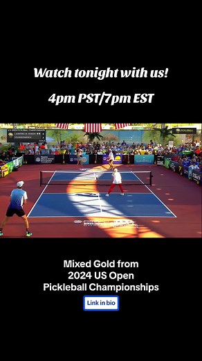 Excited to premiere the MIXED GOLD from the 2024 US Open Pickleball Championships with Anna Leigh Waters and JW Johnson versus Megan Fudge and Andrei Daescu. Watch with us 4pm/7pm on Pickleball Channel on YouTube. #pickleball #pickleballtiktok #pickleballislife