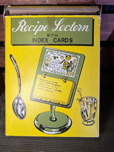 Vintage Recipe Lectern in Box, Wood With Index Cards - Etsy