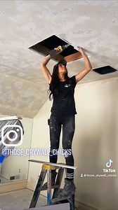 151K views · 1.9K reactions | Scaffold race, SkipTrowel Texture, and patching in an access hole | Those Drywall Chicks | Facebook