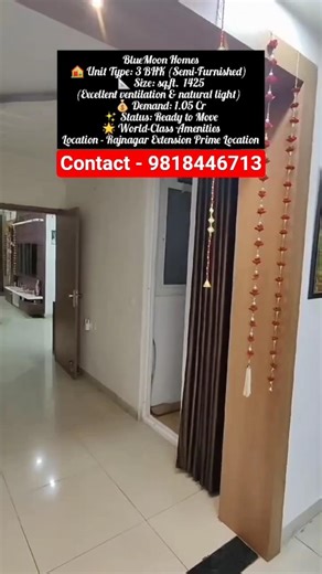 Contact - 9818446713 | Society - Blue Moon | 3 BHK Flat | Rajnagar Extension Ghaziabad