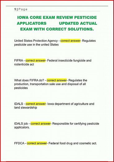 Iowa Core Exam Review Pesticide Applicators Updated Actual E video