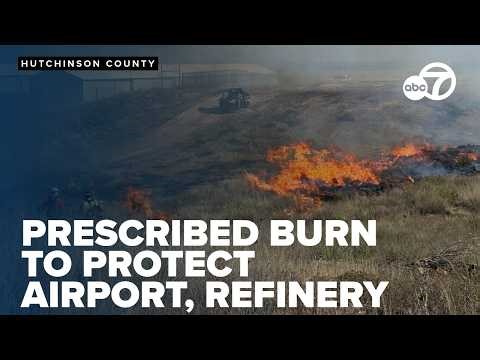 Heavy grass, drying winds prompt burn to reduce wildfire risk near airport, refinery