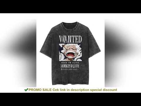 Men Casual Oversized Washed Harajuku T-shirt Washed Japanese Anime One Piece Graphic Loose Streetwea