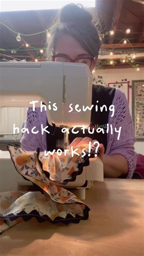 The easiest ruffles you’ll ever sew on a sewing machine! Just set your tension to the highest setting, your straight stich length to the longest setting, and sew along the edge of your fabric! This is going to make dress making soooo much easier for me! #sewing #sewingmachinetips #sewinghacks #sewingtiktok #sewingtutorial