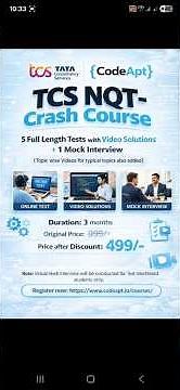 👉 Crack TCS NQT 2026 🚀 5 Full Length Tests with Detailed Video Solutions | Crash Course
