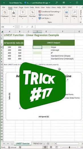 Use LINEST to predict and analyze trends! #excelshorts #exceltips #excel