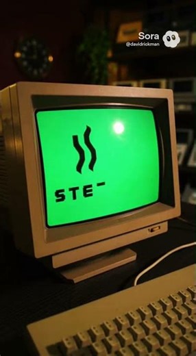Steemit Logo Rendered on a Retro 1980s Computer