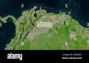Venezuela map - drive. Border. Satellite Stock Video Footage - Alamy