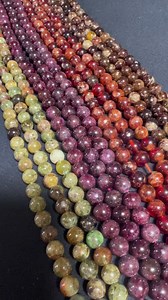 Garnets are a group of silicate minerals that have been used since the Bronze Age as gemstones and abrasives. All species of garnets possess similar physical properties and crystal forms, but differ in chemical composition. The different species are pyrope, almandine, spessartine, grossular, hessonite, tsavorite, and more. #beads #garnet #beautyinthebead | Beauty in the Bead Shows