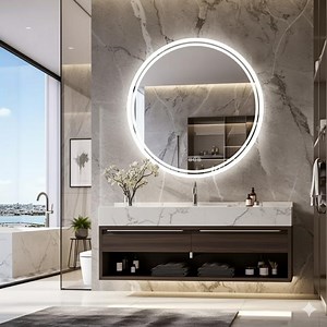 Round LED Bathroom Mirror Backlit — Anti-fog Ambient Light Vanity Mirror — Large Round Lighted Mirror With Touch Switch - Etsy