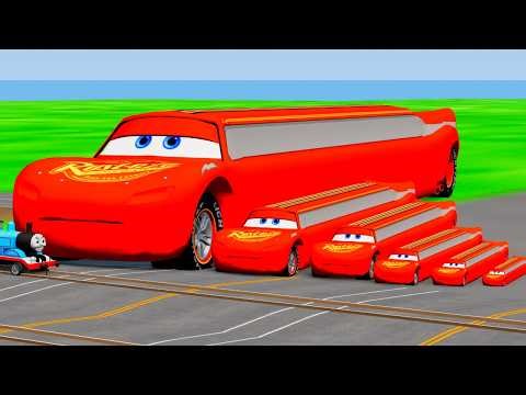 Big & Small Lightning McQueen Cars Vs Thomas Train The Tank Engine Vs Portal Vs Cars_Beamng.drive
