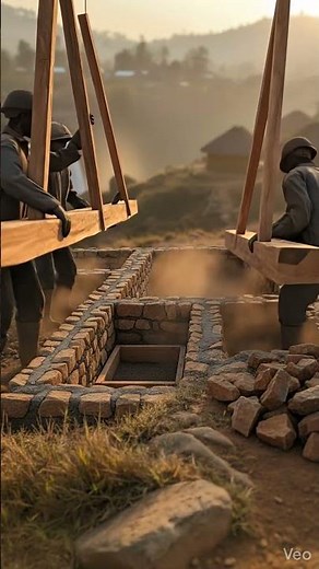 Waterfall Village Stone House Construction | Realistic Masonry Build | #shorts