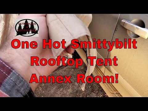 Smittybilt Overlander Rooftop Tent Annex Room, Heated with the buddy heater. Outdoors4adventure