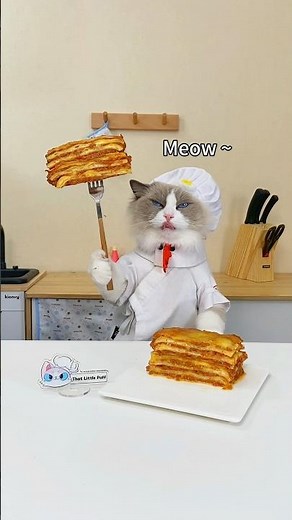 Chef Puff in action, whipping up a lasagna that’s so good Garfield can’t resist! #ThatLittlePuff
