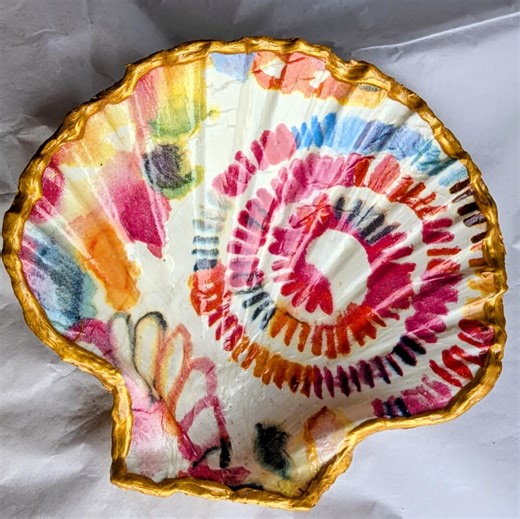 Large Scallop Handcrafted Decoupaged Sustainably-sourced Shell Dish – Pink Boho Design - Etsy