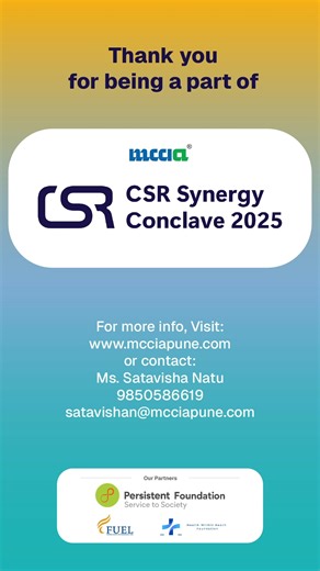 MCCIA Pune on Instagram: "CSR Synergy Conclave 2025 | When CSR Moved from Intent to Action From MCCIA’s opening call to reimagine CSR in a rapidly evolving India to focused discussions on corporate–NGO collaboration, inclusion, and stronger project frameworks, the conclave brought together ideas that truly mattered. ▶️ Watch the video to revisit the key moments and takeaways. Stay connected with MCCIA to never miss an event like this. #CSRSynergyConclave2025 #MCCIA #CSRLeadership #CollectiveImpa