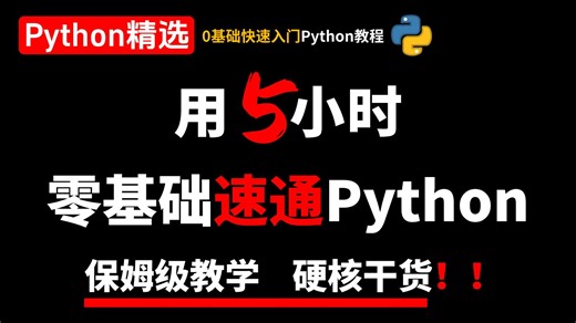 【2026全新】5小时快速入门Python教程，超细保姆级教学，全程硬核干货无废话！带你零基础速通Python！Python小白速成学习基础教程