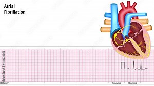 Atrial Fibrillation - ECG and Heart Conduction - Electrocardiogram Medical Animation