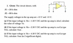 Given: The circuit shown, with\begin{array} { l } R 1 = 20 \ma... | Filo